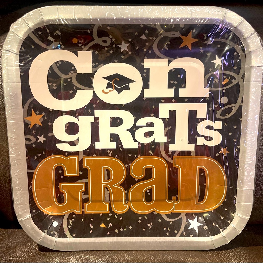 28~Congrats Grad! Graduation Party Paper Plates  9 in. Square